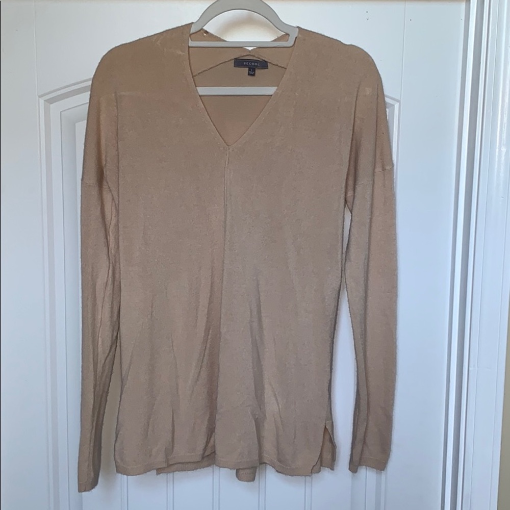Cream Long Sleeve Fuzzy T-shirt